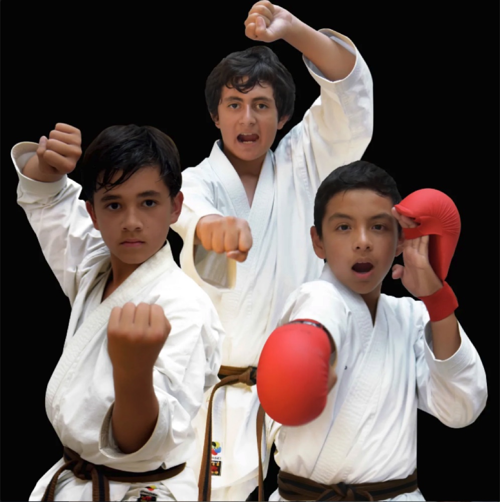 Young karate students